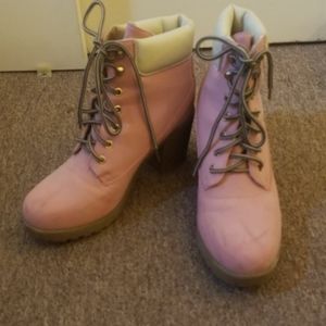 Pink "work boot".